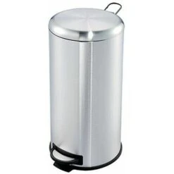 Evre 30L Stainless Steel Waste Bin With Non-slip Pedal For Kitchen Office Bathroom Waste