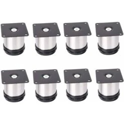 8 Adjustable Stainless Steel Furniture Legs, Adjustable 50mm Height Thicken Cabinet Legs Table Legs Furniture Legs, Brushed Stainless Steel, Adjustable Height 0-15mm SOEKAVIA