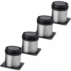 LITZEE 4x Adjustable Furniture Feet Furniture Feet - Chrome Metal - Height Adjustable (Total: 50mm)
