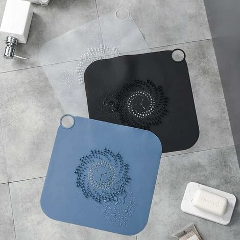 LITZEE Shower Drain Cover, Silicone Hair Catcher, Bath Trap For Shower (Black) - Image 2