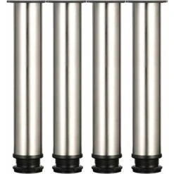LITZEE 4 Pcs Adjustable Legs 300mm Height Cabinet Legs Table Legs Furniture Legs, Brushed Stainless Steel Adjustable Height 0-15mm Come With Stainless Steel Screws