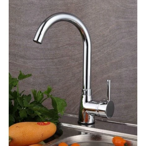 Kitchen Sink Mixer Tap Single Lever 360° Swiel Spout Mixer Faucet For Kitchen Sink Basin Taps UK Standard Solid Brass Chrome Finishing With Hoses Hot Cold Water