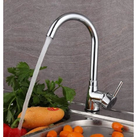 Kitchen Sink Mixer Tap Single Lever 360° Swiel Spout Mixer Faucet For Kitchen Sink Basin Taps UK Standard Solid Brass Chrome Finishing With Hoses Hot Cold Water - Image 2