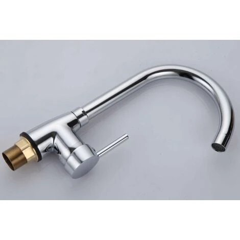 Kitchen Sink Mixer Tap Single Lever 360° Swiel Spout Mixer Faucet For Kitchen Sink Basin Taps UK Standard Solid Brass Chrome Finishing With Hoses Hot Cold Water - Image 3