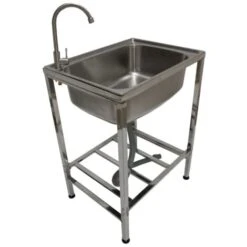 Camping Sink With Tap And Drainage Pipe Outdoor Stainless Steel