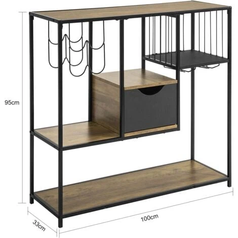 SoBuy Industrial Style Sideboard Side Table End Table Wine Rack Kitchen Dining Room Storage Shelf,FSB56-F - Image 3