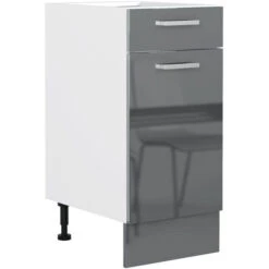 400 Kitchen Unit Base Cabinet 40 Cupboard Grey Gloss Soft Close Door Drawer Luxe