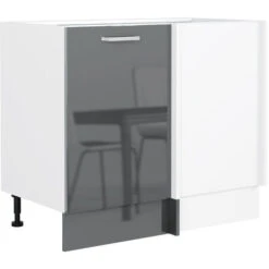 Kitchen Corner Unit Grey Gloss Base Straight Cabinet 110cm Cupboard Soft Close Lux