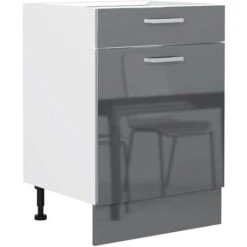 600 Kitchen Base Unit Cabinet Cupboard 60cm Grey Gloss Soft Close Door Drawer Luxe
