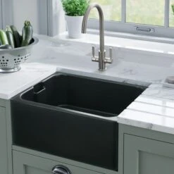 Rangemaster Belfast Ceramic Single Bowl Kitchen Sink Waste Anthracite Grey