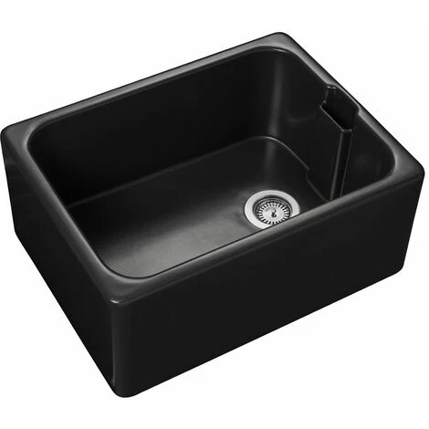 Rangemaster Belfast Ceramic Single Bowl Kitchen Sink Waste Anthracite Grey - Image 3