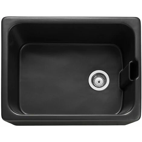 Rangemaster Belfast Ceramic Single Bowl Kitchen Sink Waste Anthracite Grey - Image 4