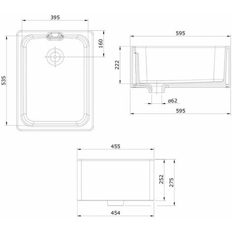 Rangemaster Belfast Ceramic Single Bowl Kitchen Sink Waste Anthracite Grey - Image 5
