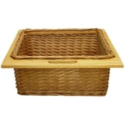 Pull Out Wicker Basket Drawer 600mm Kitchen Storage Solution