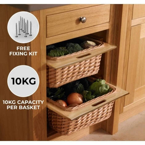 Pull Out Wicker Basket Drawer 600mm Kitchen Storage Solution - Image 2
