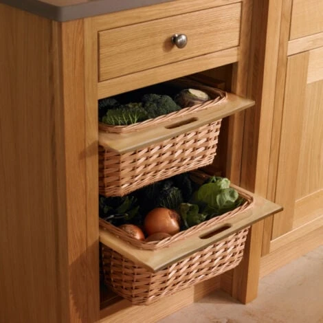 Pull Out Wicker Basket Drawer 600mm Kitchen Storage Solution - Image 3