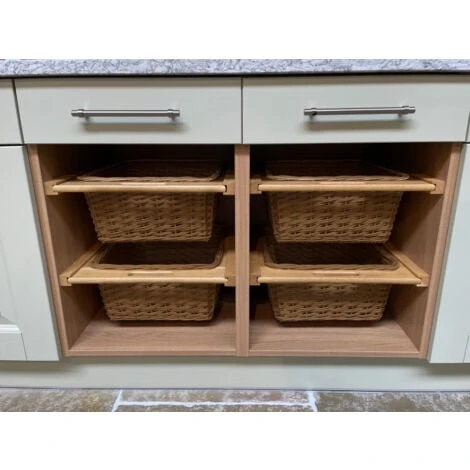 Pull Out Wicker Basket Drawer 600mm Kitchen Storage Solution - Image 4