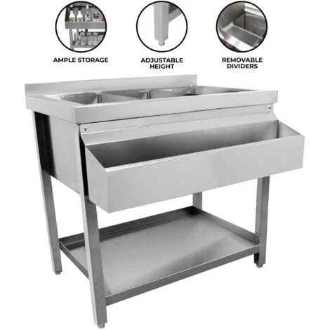 KuKoo Cocktail Bar Station Free Standing Stainless Steel Bar Sink - Image 2