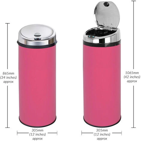 Inmotion 50L Pink Stainless Steel Sensor Kitchen Waste Dust Bin - Image 3