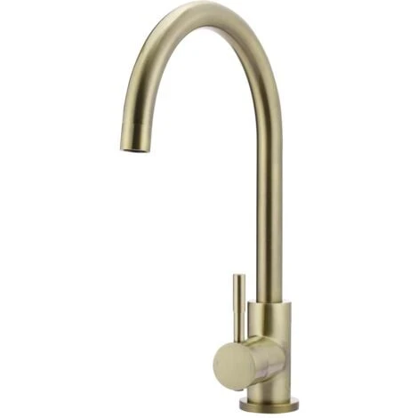 Modern Style Brushed Brass Kitchen Sink Single Lever Mixer Tap With Diffuser And 360 Swivel Spout - Image 4