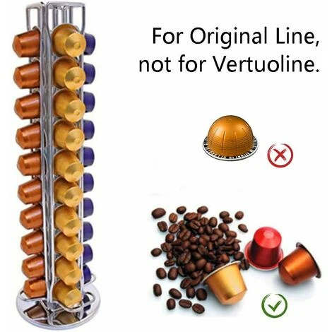 LITZEE Coffee Pods Holder For Nespresso, Coffee Capsules Holder Stand For 40 PCS, Rotatable Nespresso Coffee Pods Storage Rack, Nescafe Coffee Pod Organiser, Silver - Image 4