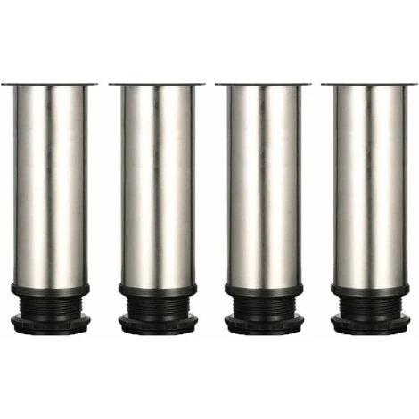 LITZEE 4 Pcs Adjustable Legs 150mm Height Cabinet Legs Table Legs Furniture Legs, Brushed Stainless Steel Adjustable Height 0-15mm Come With Stainless Steel Screws