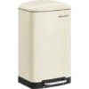 SONGMICS Rubbish Bin, 30L Trash Can, Steel Pedal Bin, With Inner Bucket And Lid, Soft Closure, Airtight, For Kitchen, Living Room, Cloud White LTB001A01