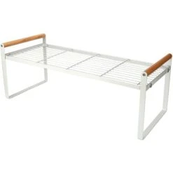 Multifunction Stackable Storage Shelf For Kitchen Counter, Cupboard, Pantry, Metal Spice Rack For Dishes, Plates, Seasoning Bottles (White)