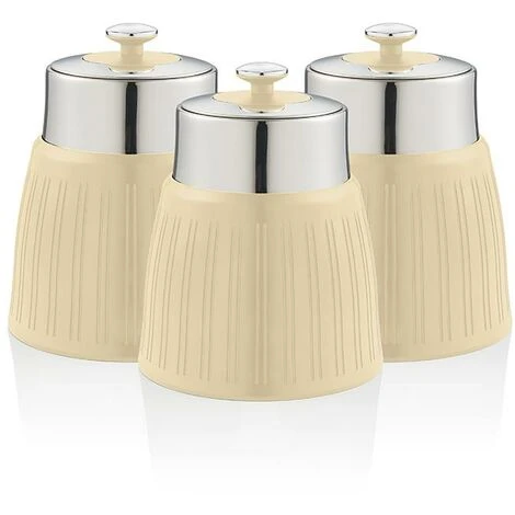 Swan Retro Set Of 3 Canisters Cream
