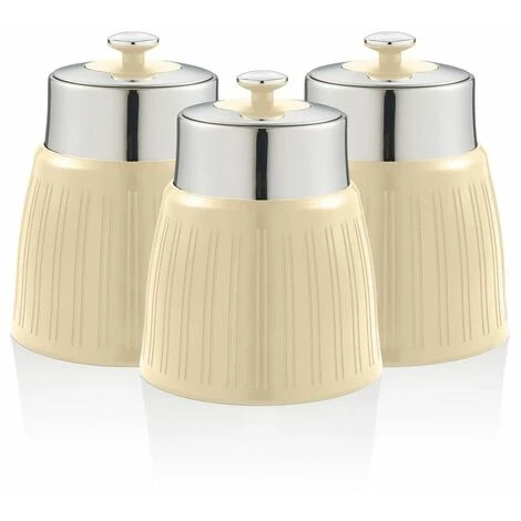Swan Retro Set Of 3 Canisters Cream - Image 3