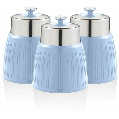 Swan Retro Set Of 3 Canisters Blue