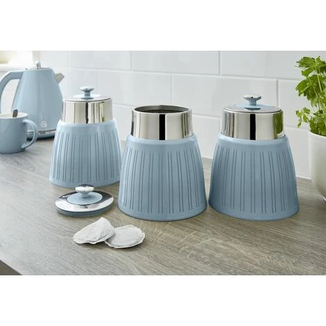 Swan Retro Set Of 3 Canisters Blue - Image 3
