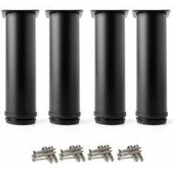 4 Adjustable Black Legs 50mm Height Thicken Cabinet Legs Table Legs Furniture Legs, Stainless Steel Adjustable Height 0-15mm Come With Stainless Steel Screws