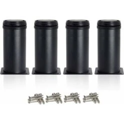 4 Adjustable Black Legs 120mm Height Thicken Cabinet Legs Table Legs Furniture Legs, Stainless Steel Adjustable Height 0-15mm Come With Stainless Steel Screws