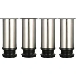 4 Adjustable Legs 120mm Height Thicken Cabinet Legs Table Legs Furniture Legs, Brushed Stainless Steel, Adjustable Height 0-15mm Come With Stainless Steel Screws