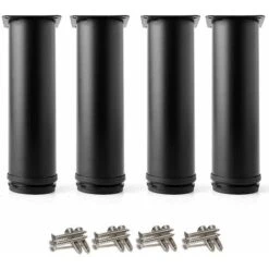 4 Adjustable Black Legs 200mm Height Thicken Cabinet Legs Table Legs Furniture Legs, Stainless Steel Adjustable Height 0-15mm Come With Stainless Steel Screws
