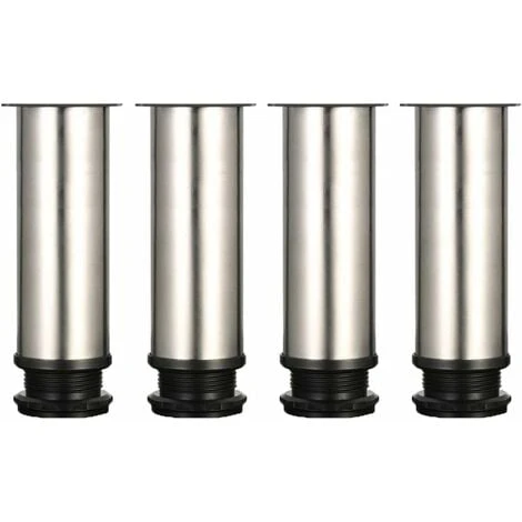4 Adjustable Legs 150mm Height Thicken Cabinet Legs Table Legs Furniture Legs, Brushed Stainless Steel, Adjustable Height 0-15mm Come With Stainless Steel Screws