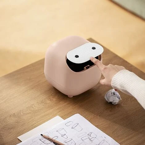 Mini Countertop Trash Can With Lid, Cute Plastic Trash Can For Desk, Bathroom, Table Or Coffee Table - Throw Cotton Rounds, Makeup Sponges (Pink) - Image 4