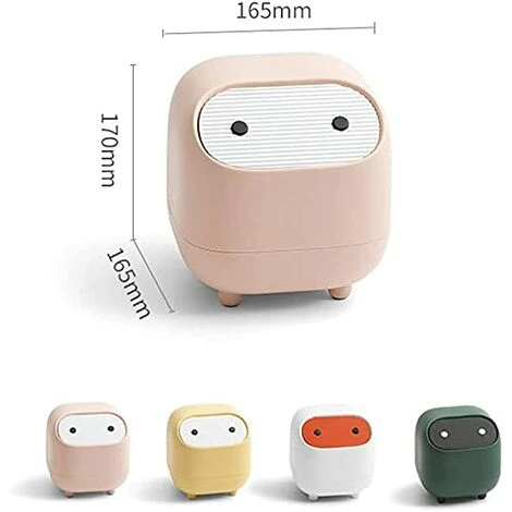 Mini Countertop Trash Can With Lid, Cute Plastic Trash Can For Desk, Bathroom, Table Or Coffee Table - Throw Cotton Rounds, Makeup Sponges (Pink) - Image 5