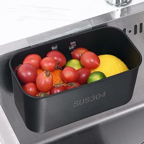 Sink Filter Tray, Filter Basket For Sinks, Stainless Steel 304 Multifunctional Kitchen Strainer, Sink Organiser, Filter Baskets, Colander Over The Spool For Dishes, Fruit, Vegetables (Black) - Image 3