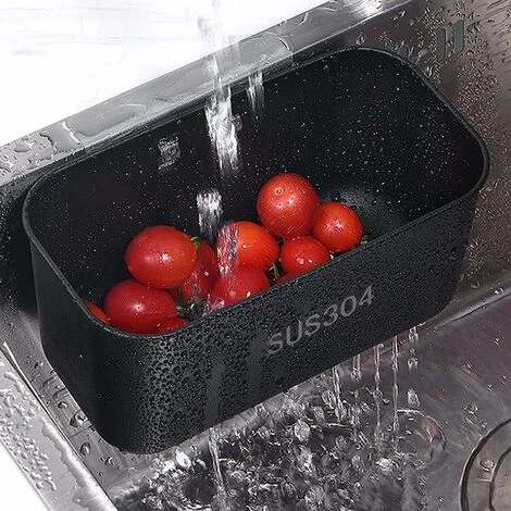 Sink Filter Tray, Filter Basket For Sinks, Stainless Steel 304 Multifunctional Kitchen Strainer, Sink Organiser, Filter Baskets, Colander Over The Spool For Dishes, Fruit, Vegetables (Black) - Image 5