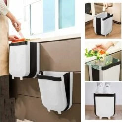 Hanging Trash Can Folded For Kitchen Cabinet Door, Collapsible Trash Bin Small Compact Garbage Can
