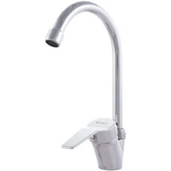 Brass / Zinc Kitchen Faucet, Chrome Plated, Hot-Cold Water, Hoses, High Spout, Single Handle [QLI-FA-8704] (QLI-FA-8704)