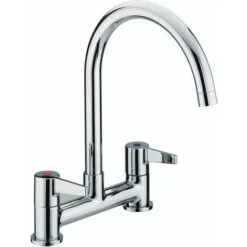 Utility Lever Deck Kitchen Sink Mixer Tap With Swivel Spout, Chrome