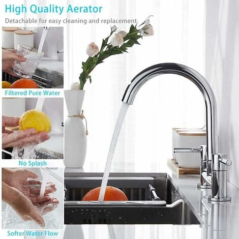 Utility Lever Deck Kitchen Sink Mixer Tap With Swivel Spout, Chrome - Image 3
