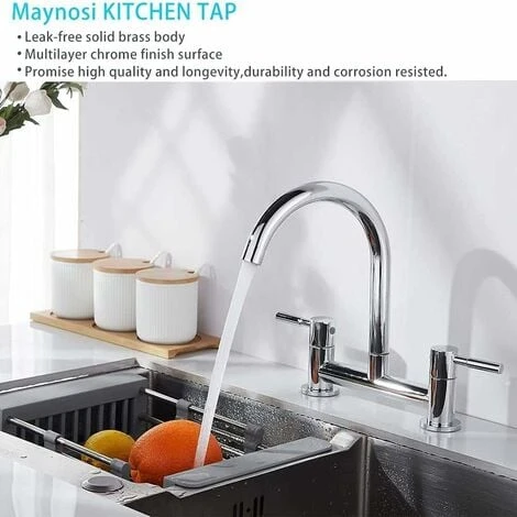Utility Lever Deck Kitchen Sink Mixer Tap With Swivel Spout, Chrome - Image 4