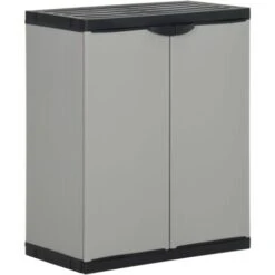 Garden Waste Cabinet Grey And Black 68x40x85 Cm PP VidaXL