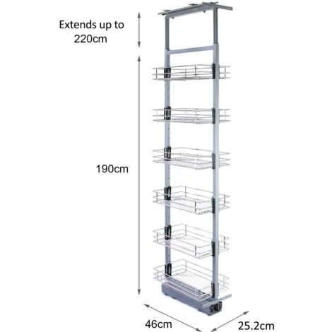 KuKoo Pull Out Kitchen Larders, 46cm D, 190-220cm H, Soft Close - Image 2