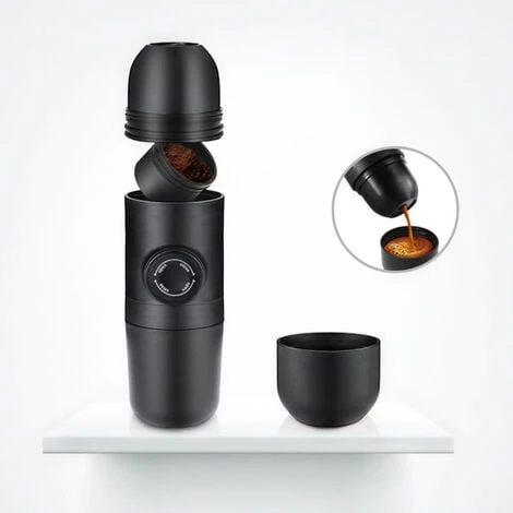Portable Espresso Machine, Compatible Ground Coffee, Small Travel Coffee Maker, Manually Operated From Piston Action(70ml)