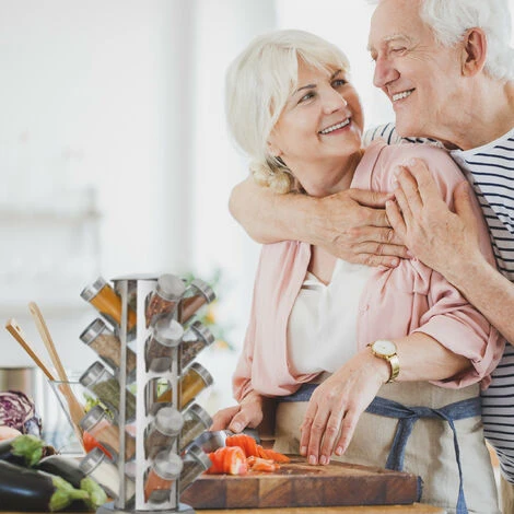 Relaxdays Spice Rack, 20 Glass Jars, Rotatable, Stainless Steel, H X D: Approx. 34 X 22 Cm, Silver - Image 5